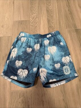 Overtime Blue Heart-Print Men's Athletic Shorts Size S